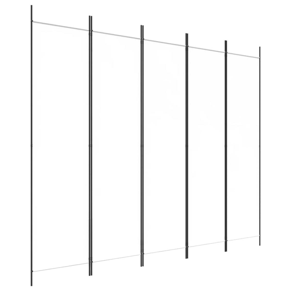 Biombo divisor de 5 paneles de tela blanco 250x200 cm