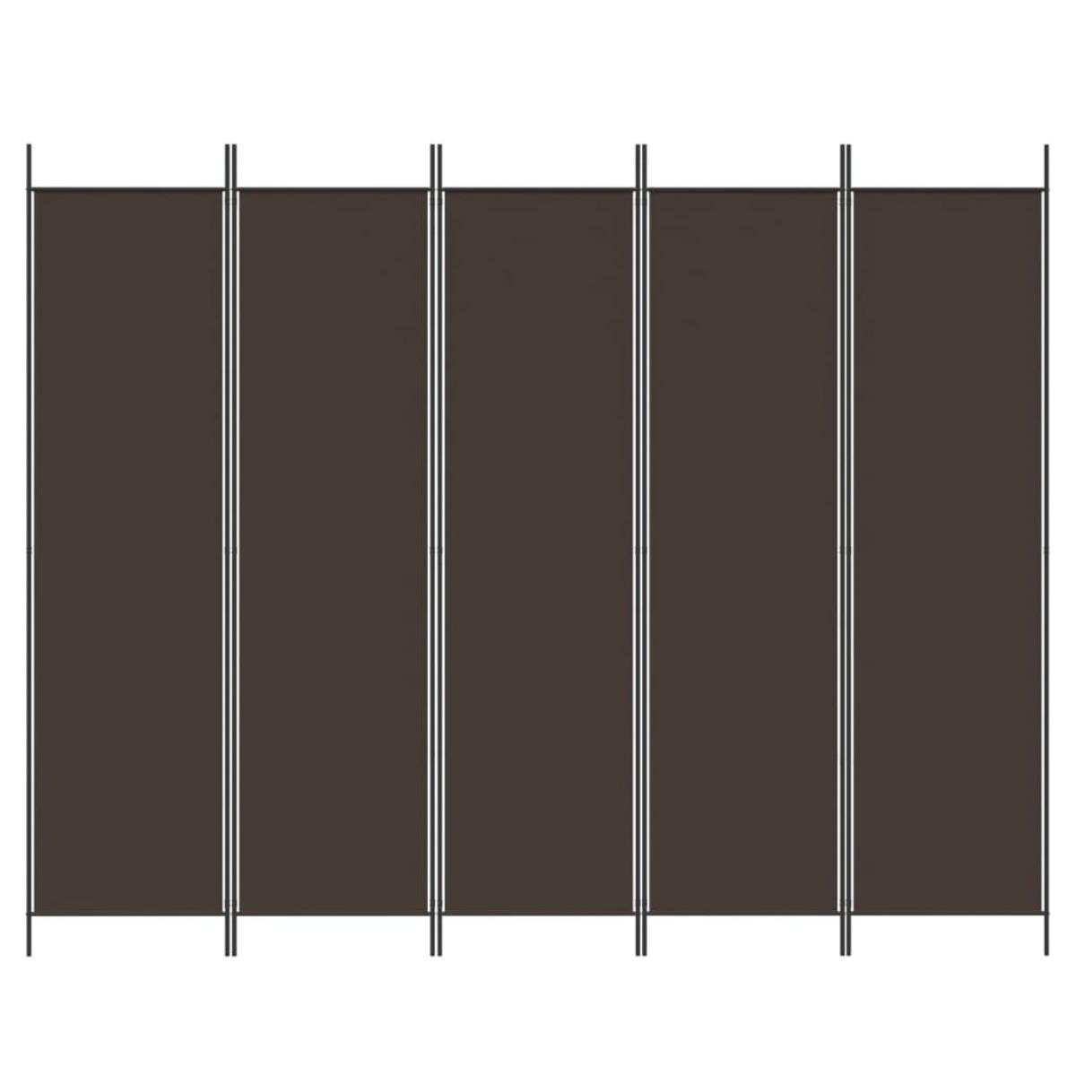 Biombo divisor de 5 paneles de tela marrón 250x200 cm