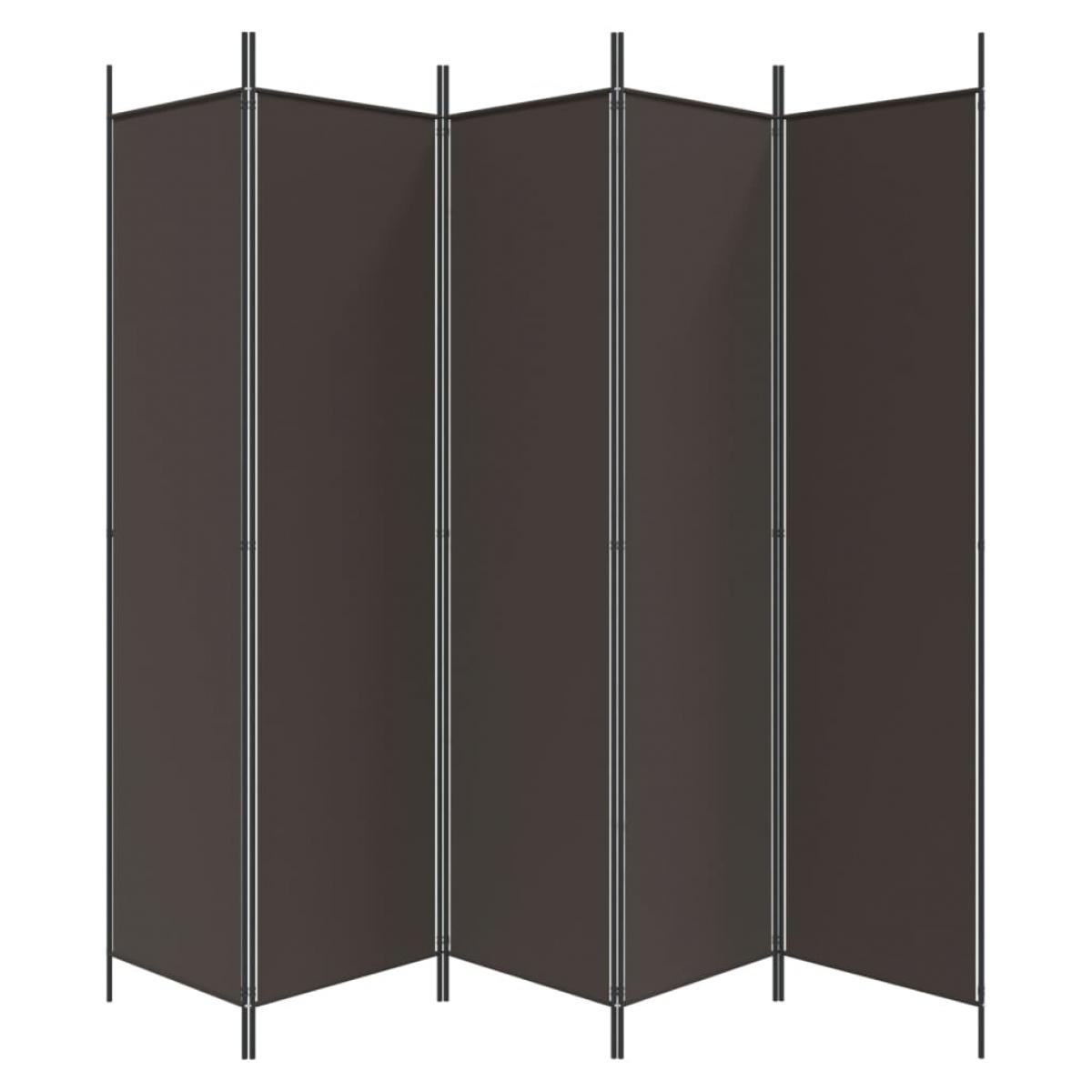 Biombo divisor de 5 paneles de tela marrón 250x200 cm