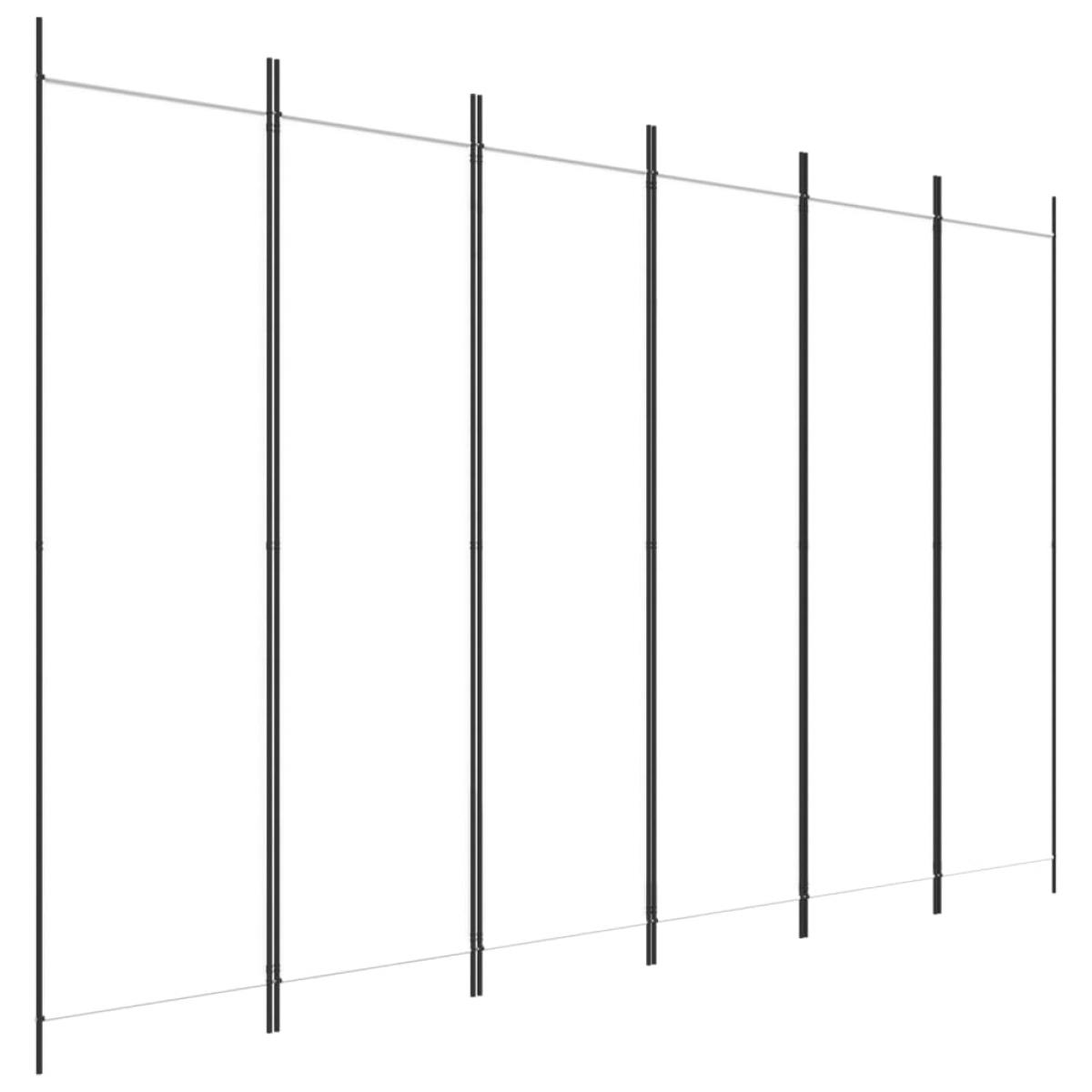 Biombo divisor de 6 paneles de tela blanco 300x200 cm