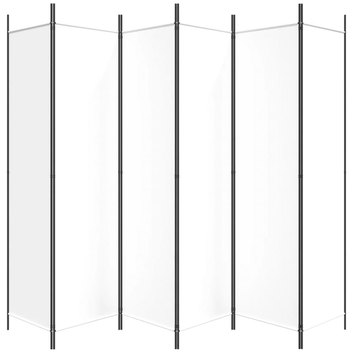 Biombo divisor de 6 paneles de tela blanco 300x200 cm