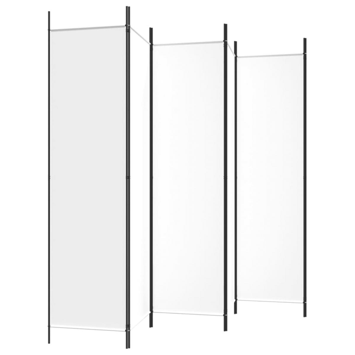 Biombo divisor de 6 paneles de tela blanco 300x200 cm
