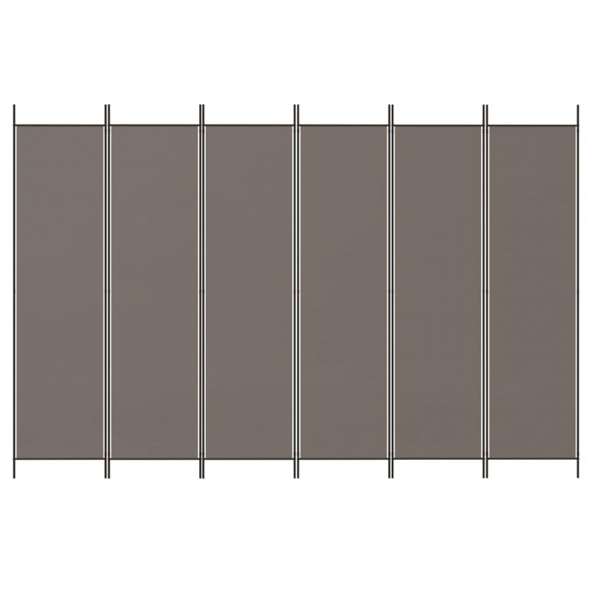Biombo divisor de 6 paneles de tela gris antracita 300x200 cm