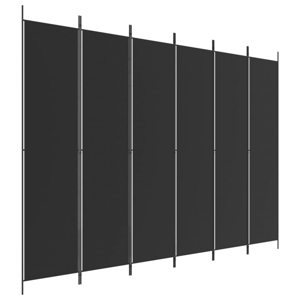 Biombo divisor de 6 paneles de tela negro 300x220 cm