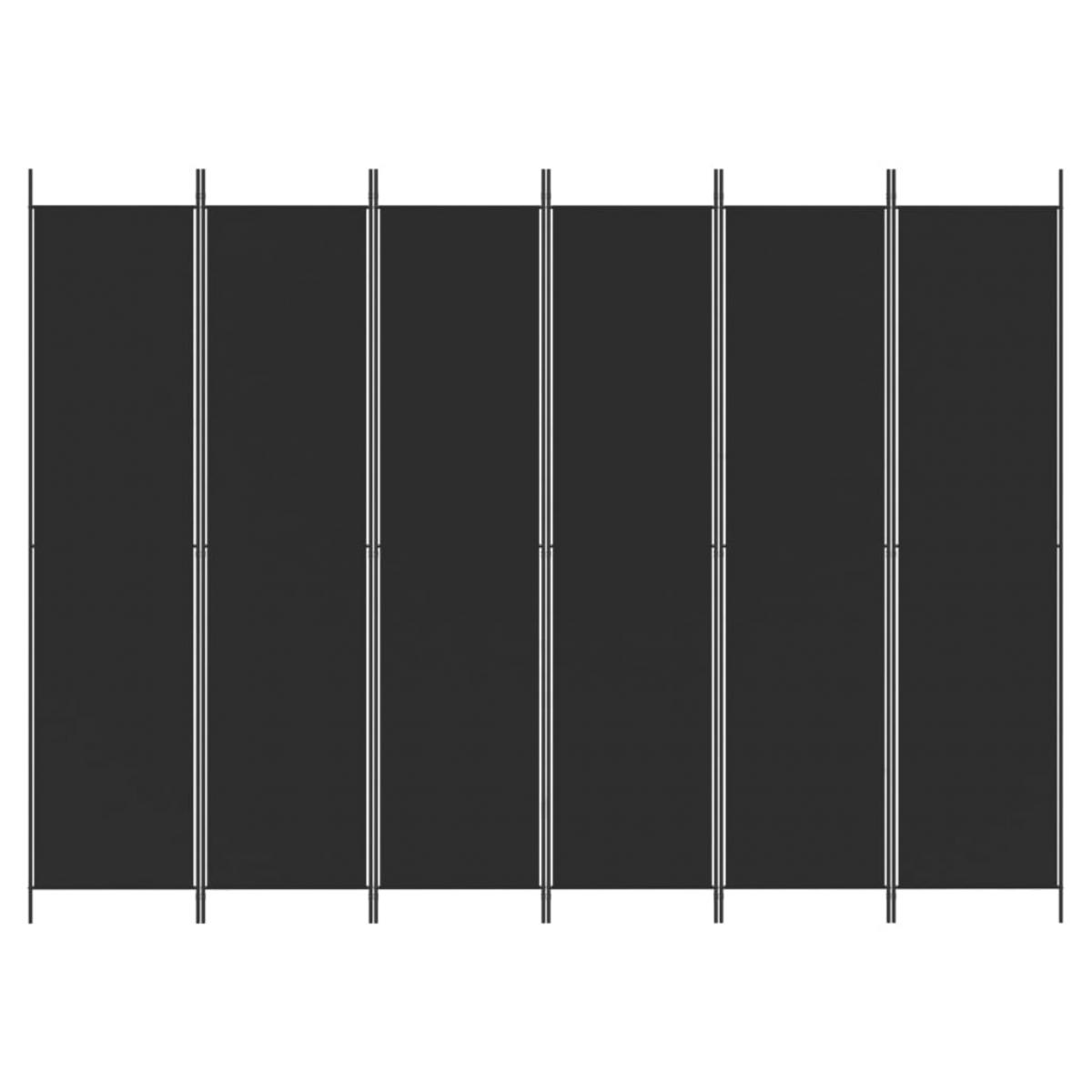 Biombo divisor de 6 paneles de tela negro 300x220 cm
