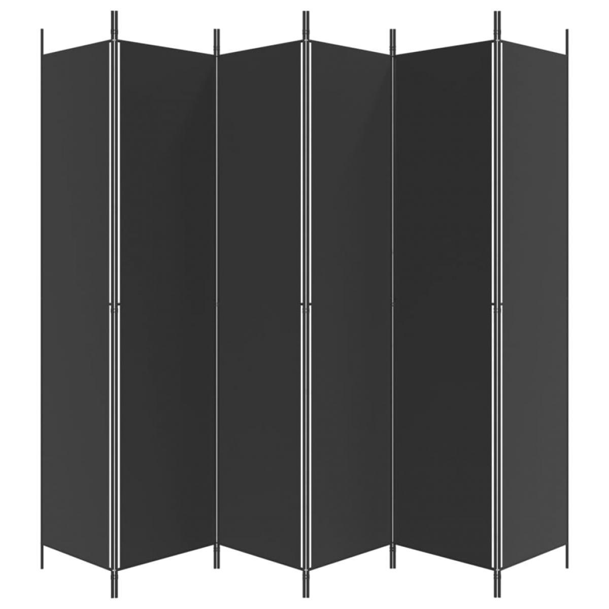 Biombo divisor de 6 paneles de tela negro 300x220 cm