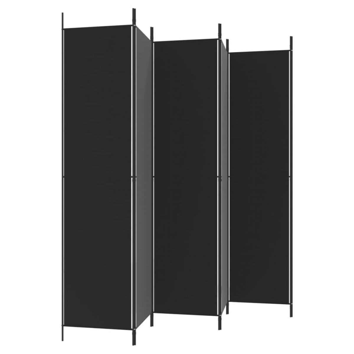 Biombo divisor de 6 paneles de tela negro 300x220 cm