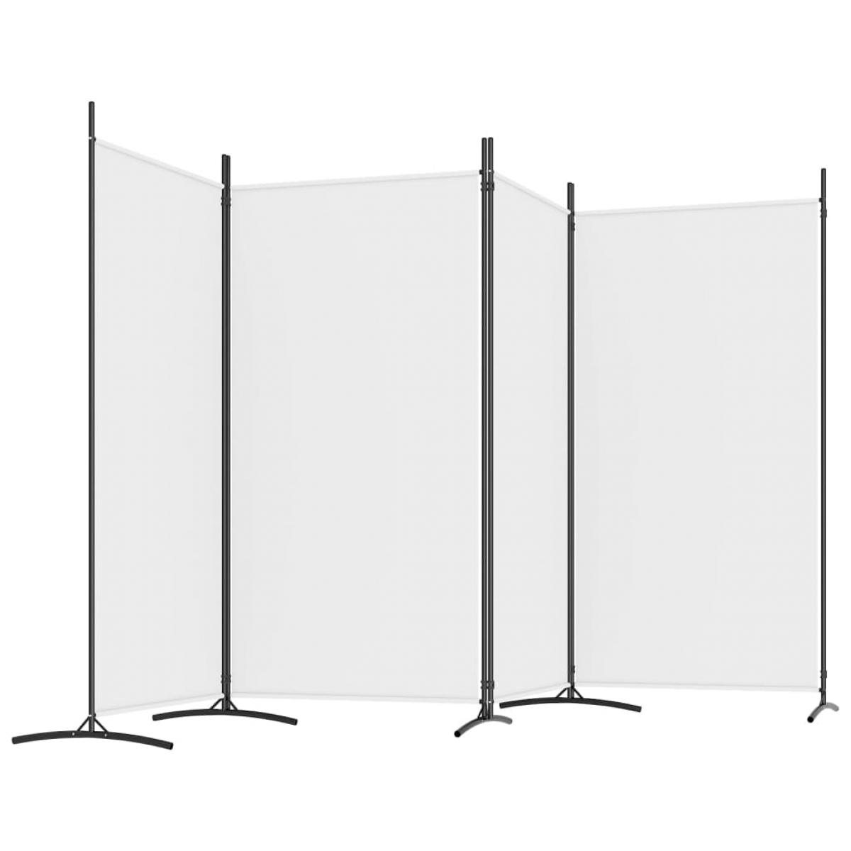 Biombo divisor de 4 paneles de tela blanco 346x180 cm