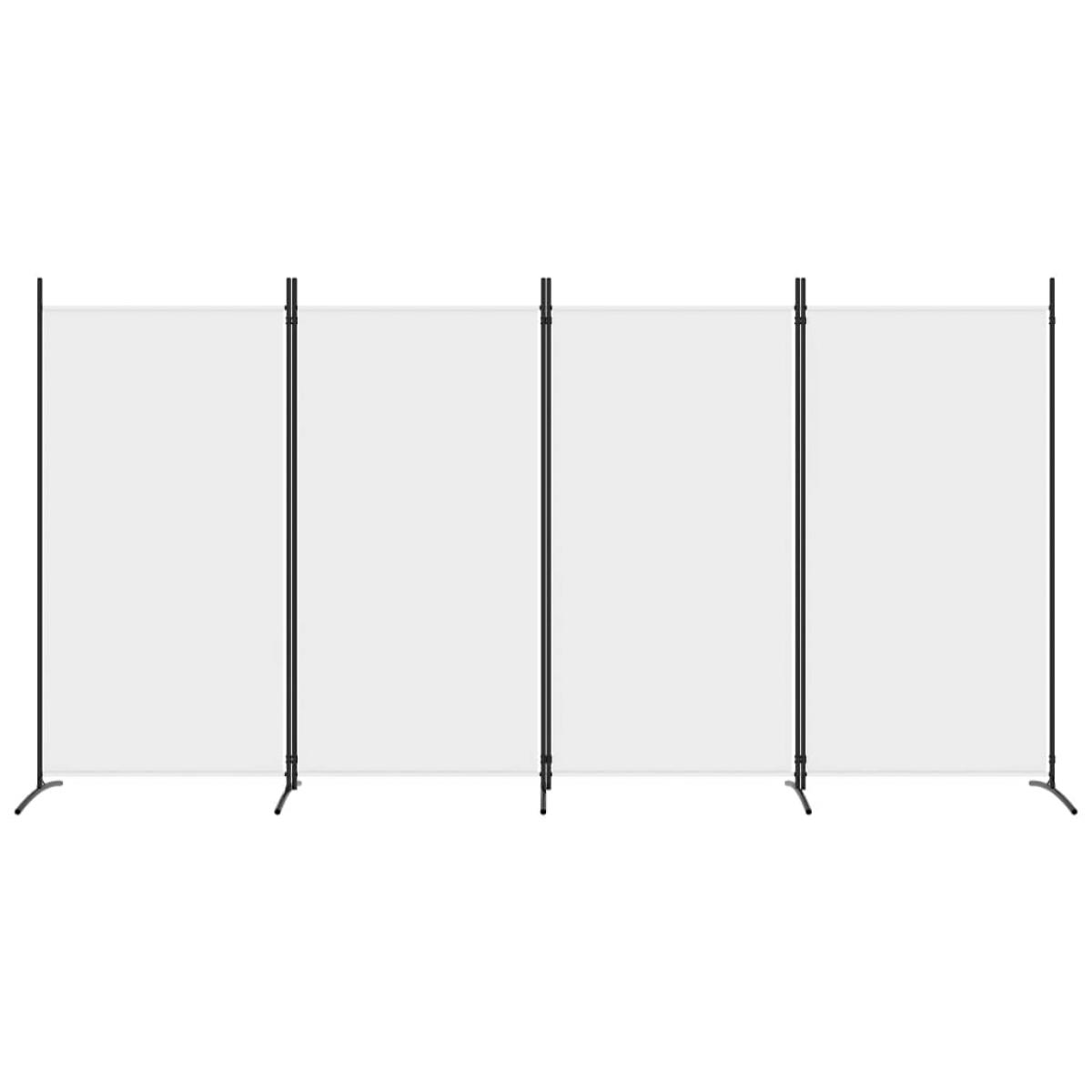 Biombo divisor de 4 paneles de tela blanco 346x180 cm