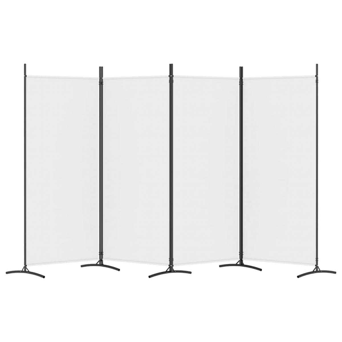 Biombo divisor de 4 paneles de tela blanco 346x180 cm