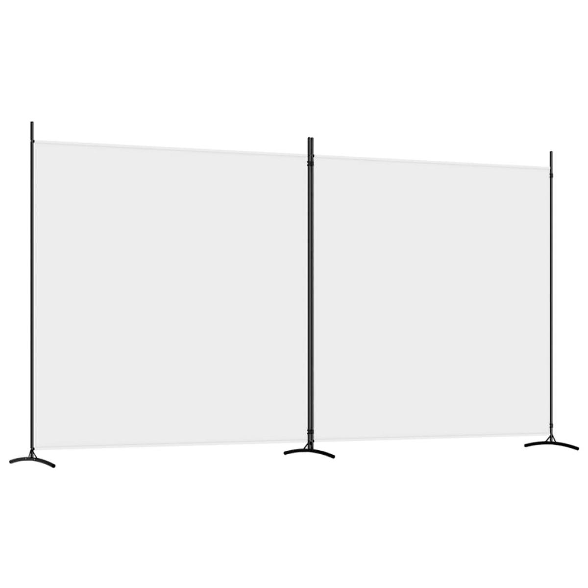 Biombo divisor de 2 paneles de tela blanco 348x180 cm
