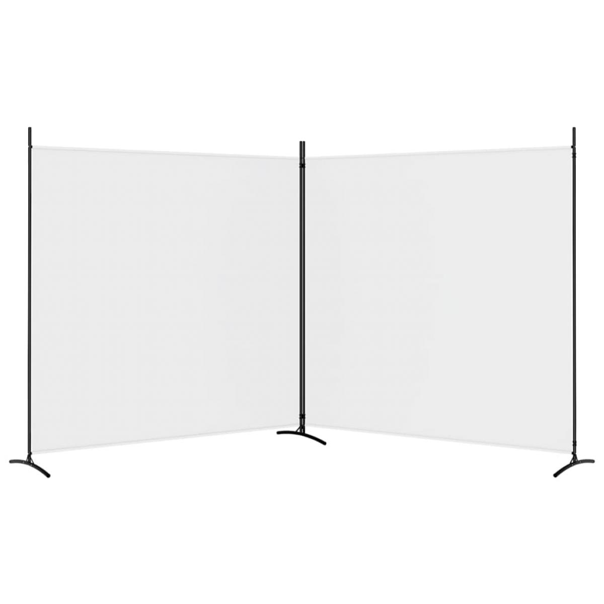 Biombo divisor de 2 paneles de tela blanco 348x180 cm