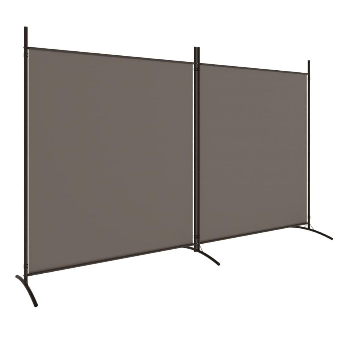 Biombo divisor de 2 paneles de tela gris antracita 348x180 cm