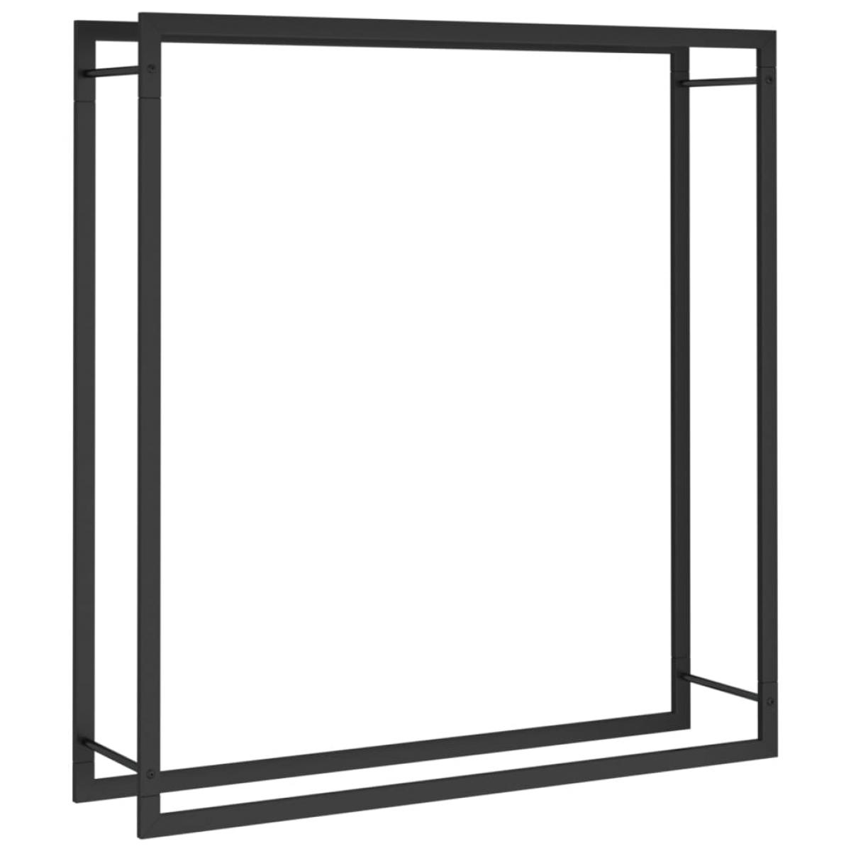 Leñero de acero negro mate 110x28x116 cm
