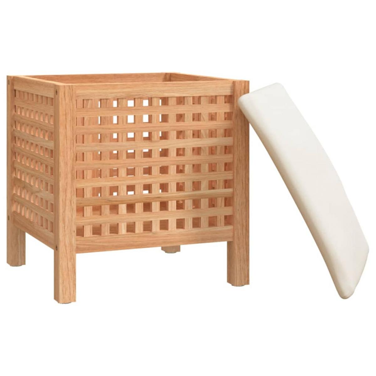 Taburete de baño madera maciza nogal 48x47,5x52 cm