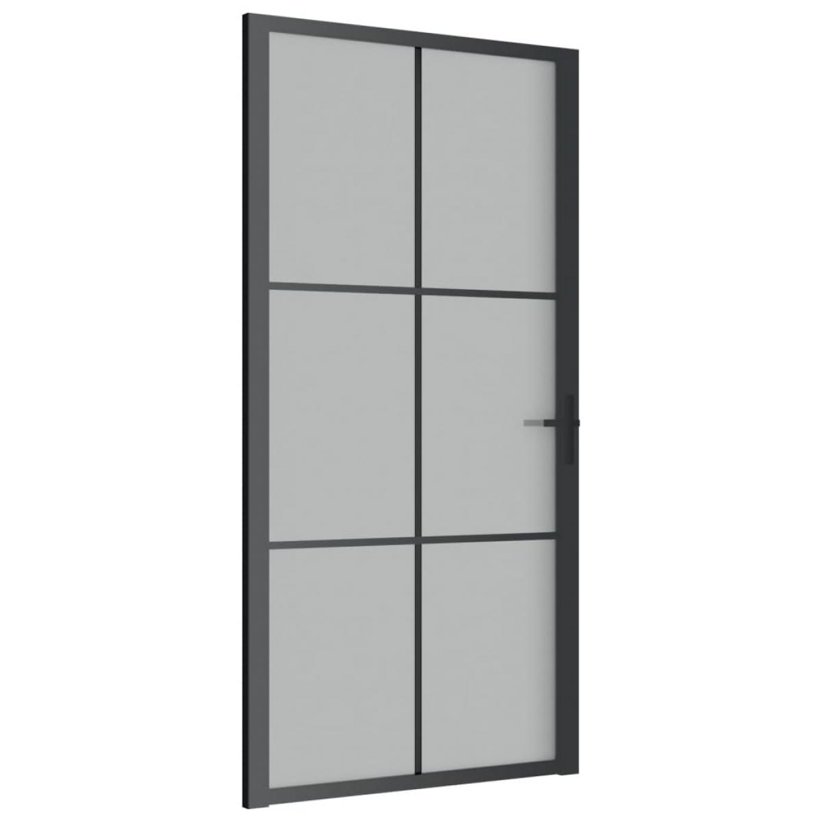 Puerta interior de vidrio y aluminio negro mate 102,5x201,5 cm