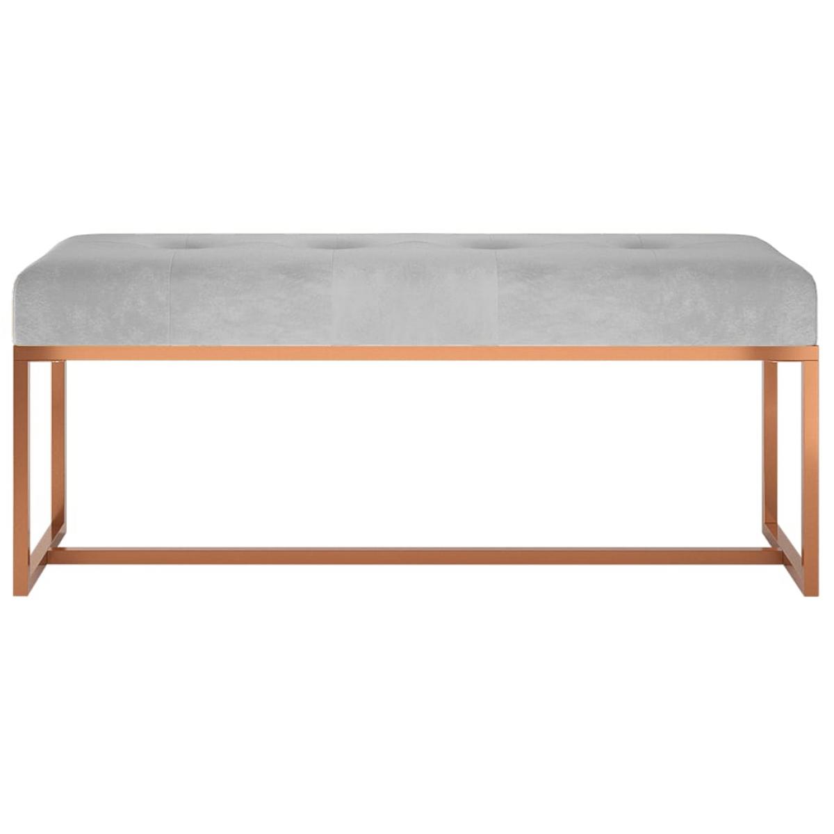 Banco de terciopelo gris 110x36x45 cm