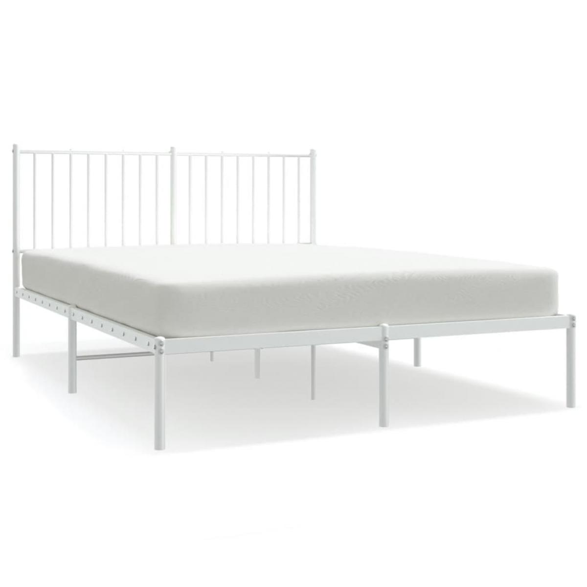 Estructura cama sin colchón con cabecero metal blanco 140x200cm