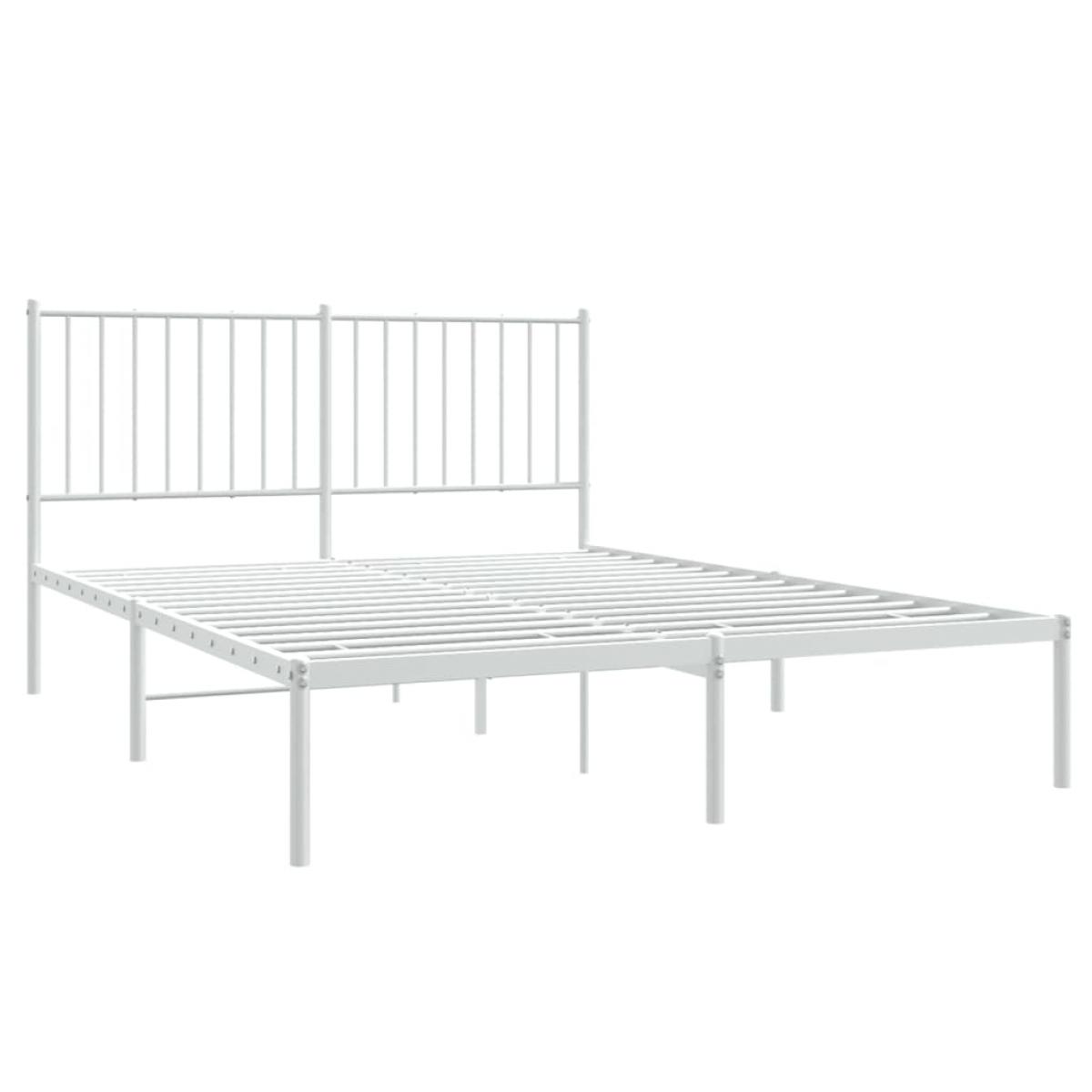 Estructura cama sin colchón con cabecero metal blanco 140x200cm