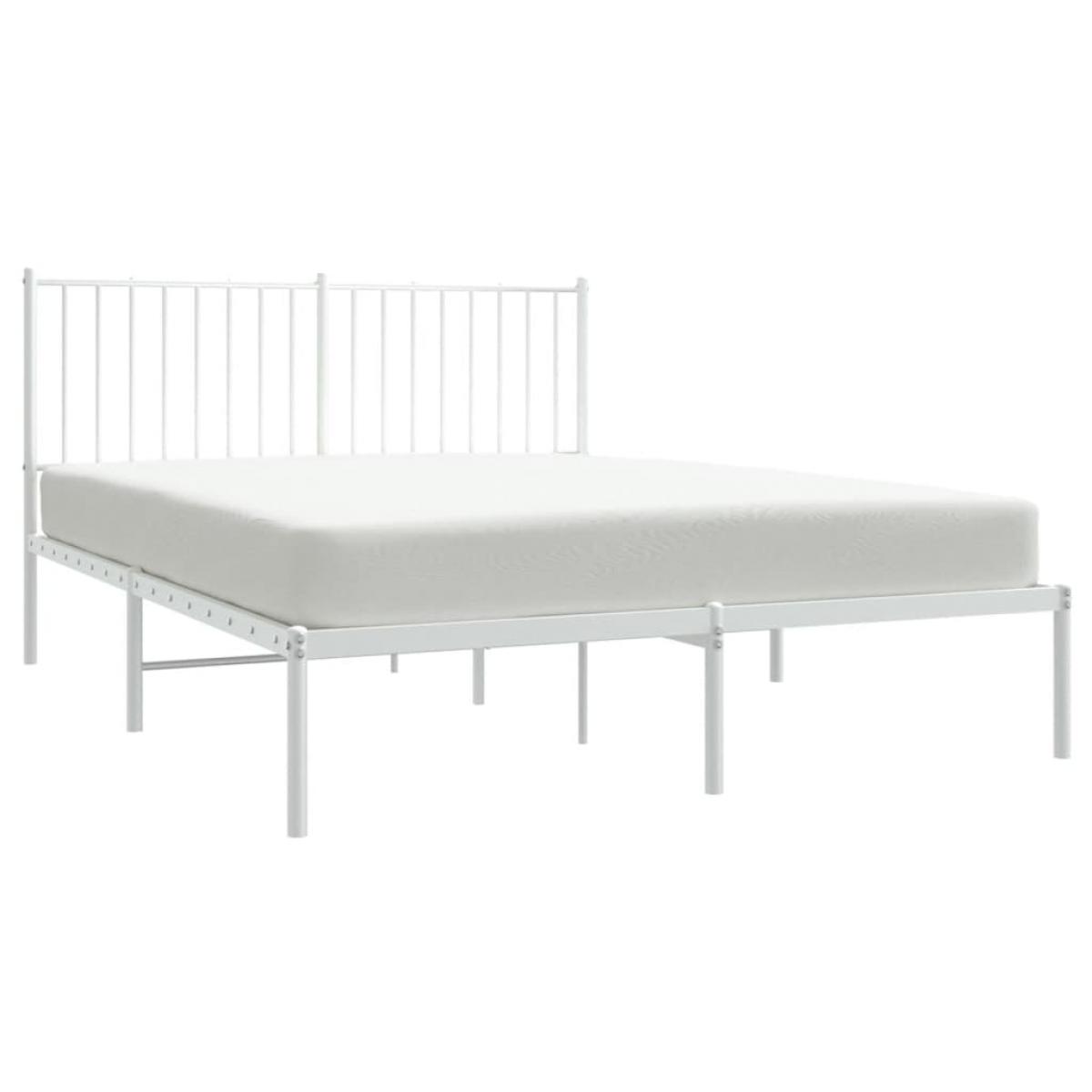 Estructura cama sin colchón con cabecero metal blanco 140x200cm