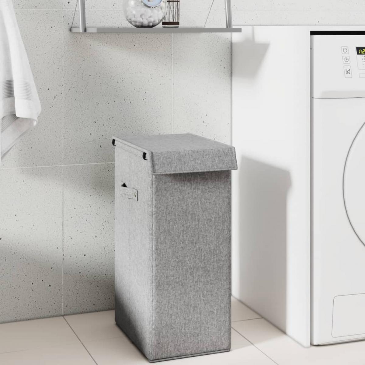 Cesto ropa sucia plegable lino sintético gris 26x34,5x59,5 cm