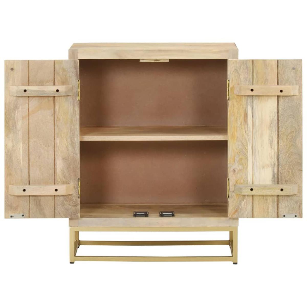 Aparador con 2 puertas madera maciza de mango 55x30x70 cm