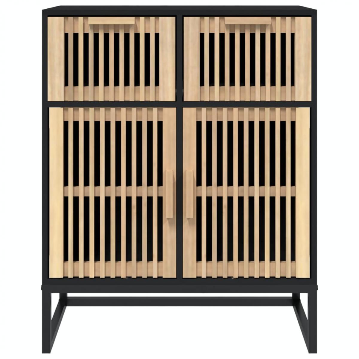 Aparador de madera contrachapada negro 60x30x75 cm