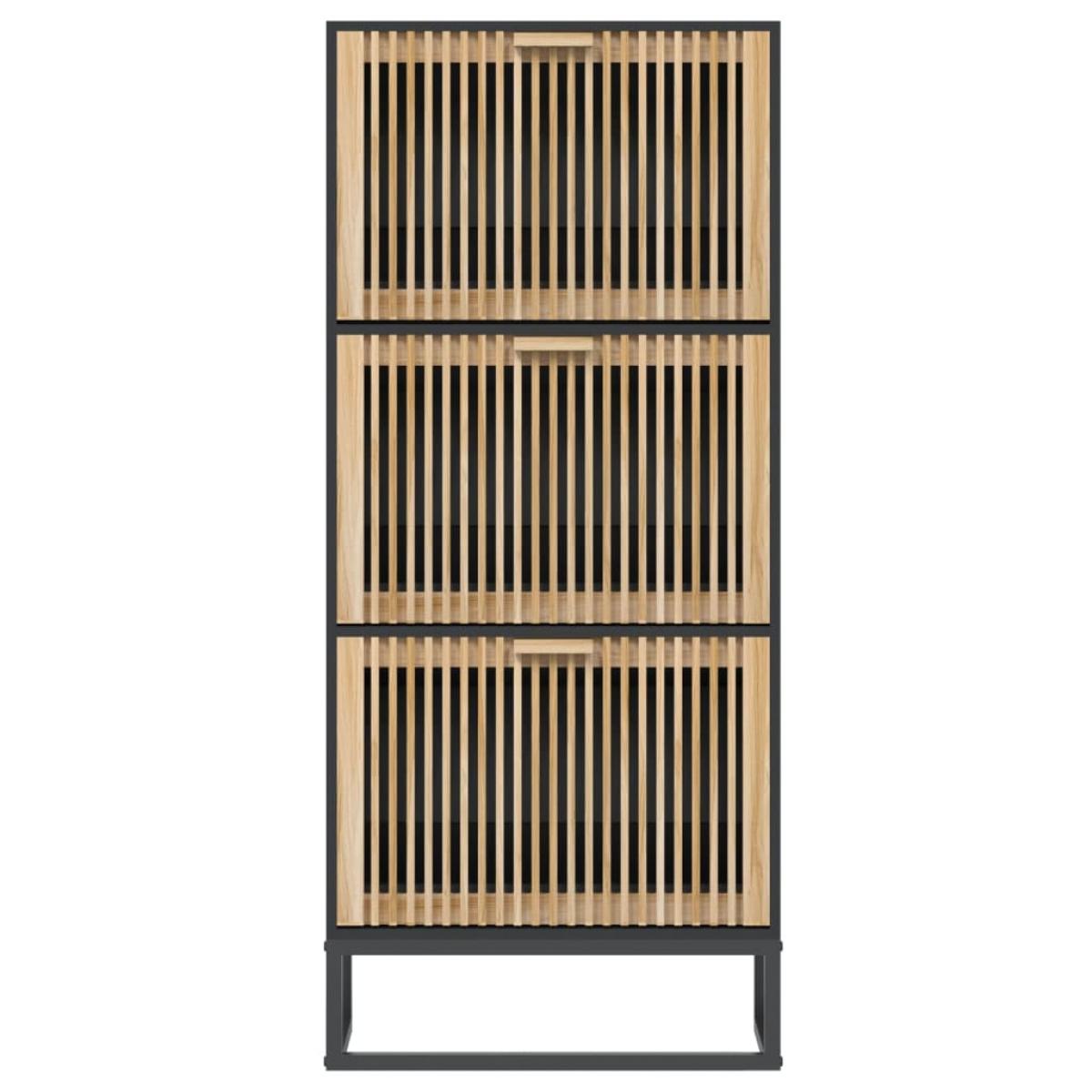 Mueble zapatero madera contrachapada negro 52x25x120 cm