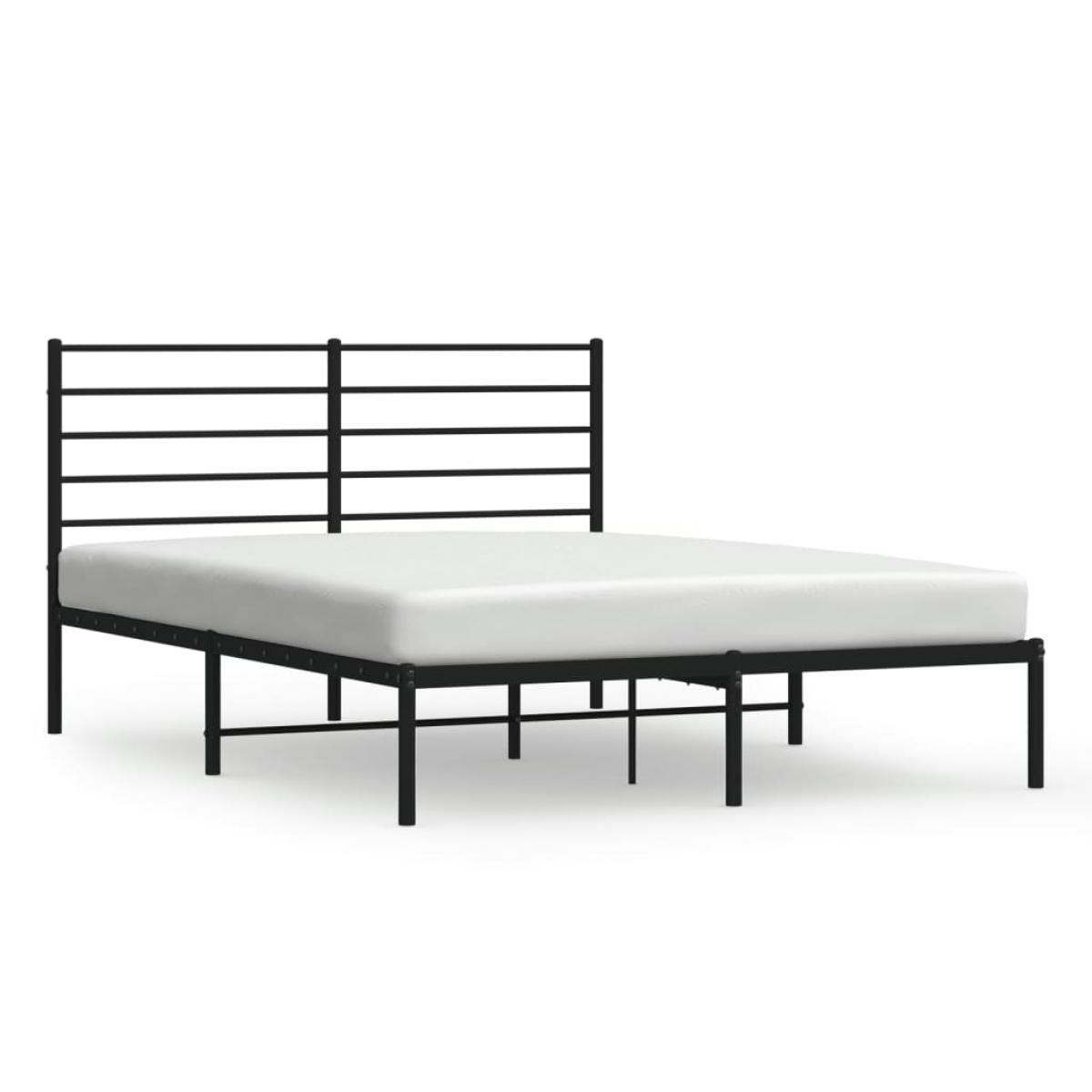 Estructura cama sin colchón con cabecero metal negro 120x200 cm