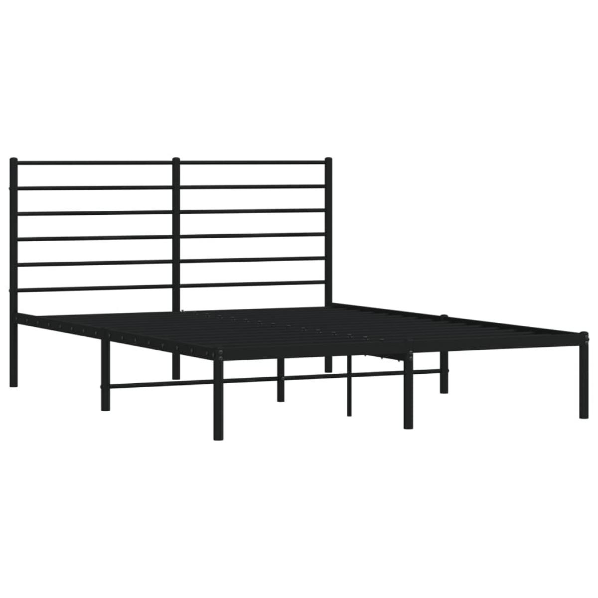 Estructura cama sin colchón con cabecero metal negro 120x200 cm