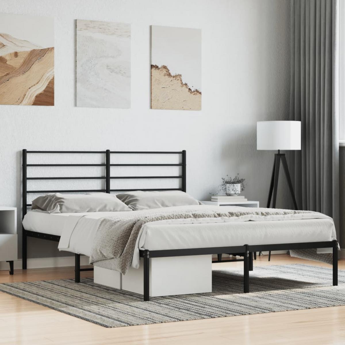 Estructura cama sin colchón con cabecero metal negro 120x200 cm