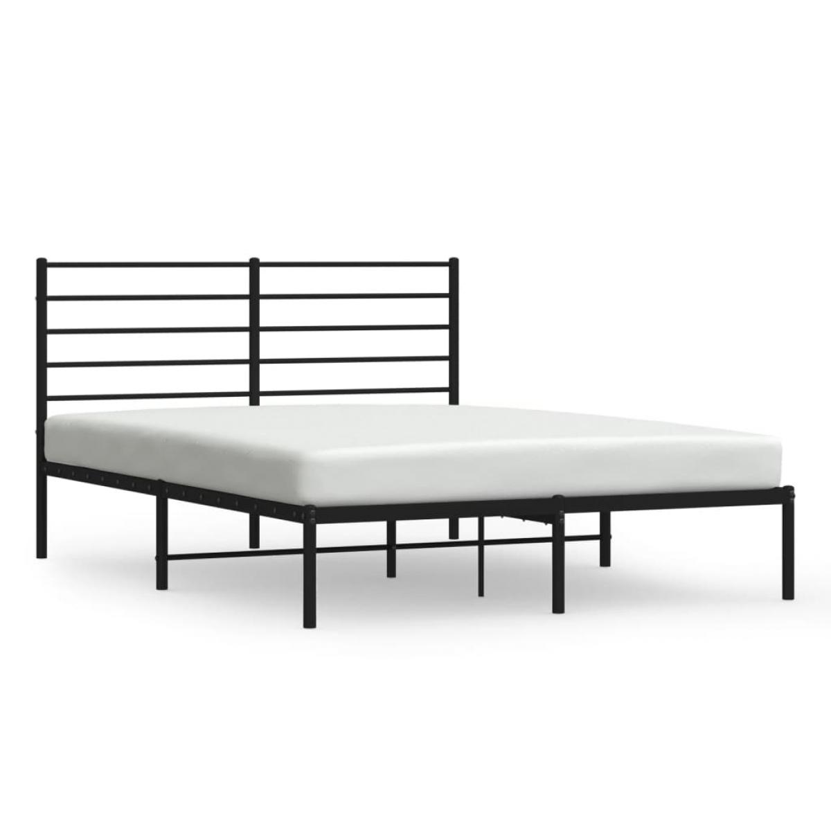 Estructura cama sin colchón con cabecero metal negro 140x200 cm