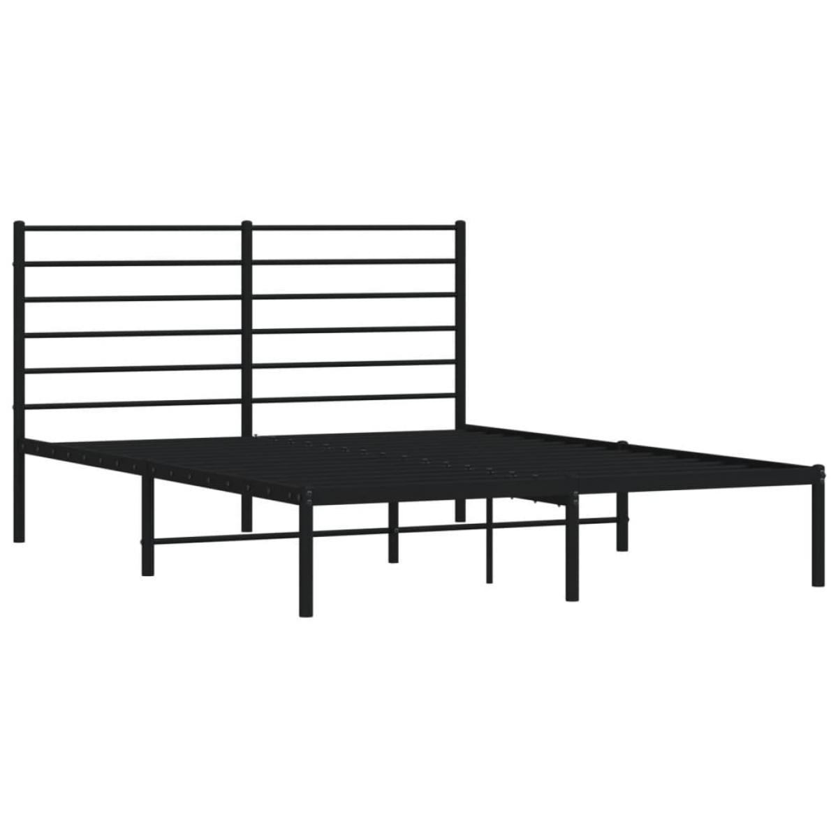 Estructura cama sin colchón con cabecero metal negro 140x200 cm