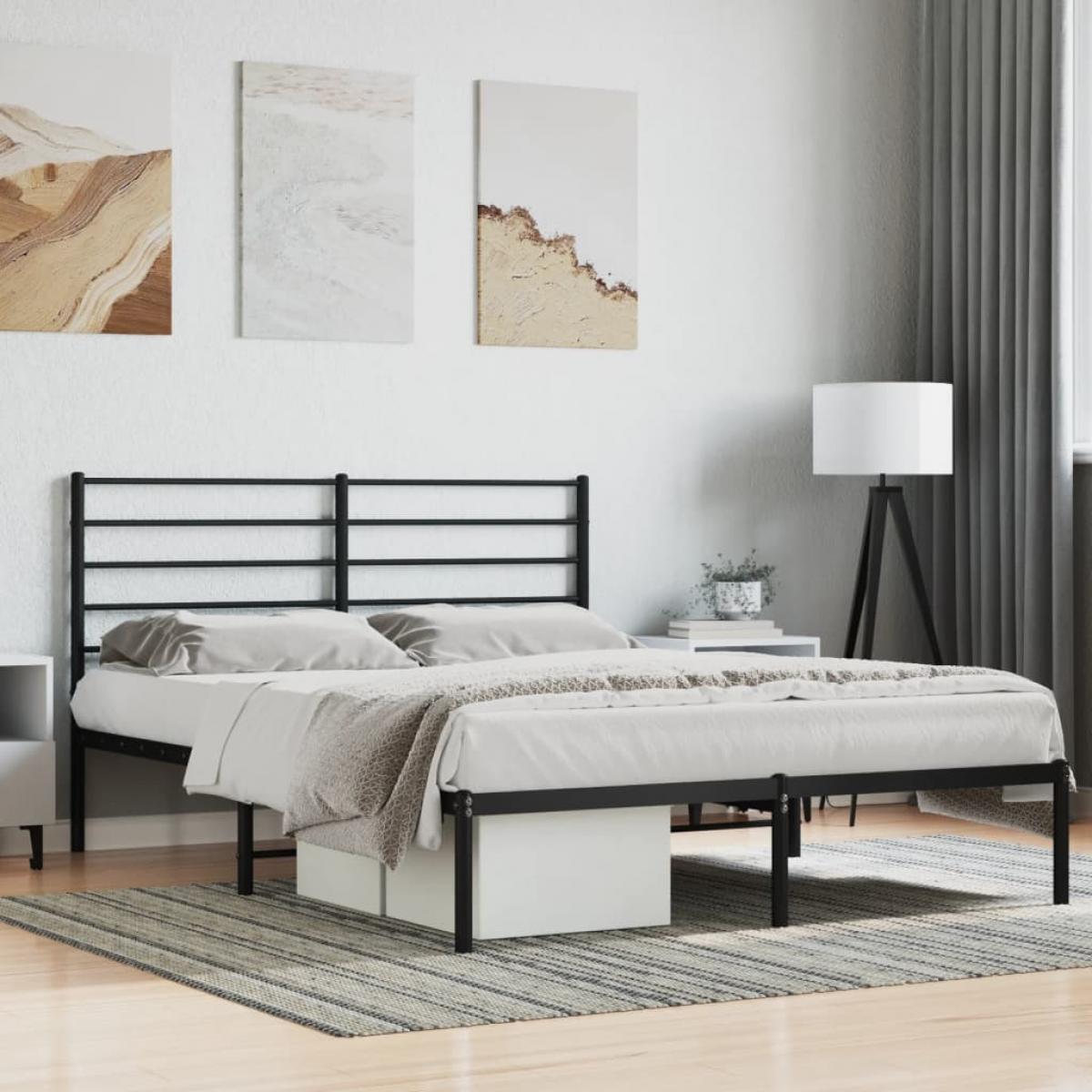Estructura cama sin colchón con cabecero metal negro 140x200 cm