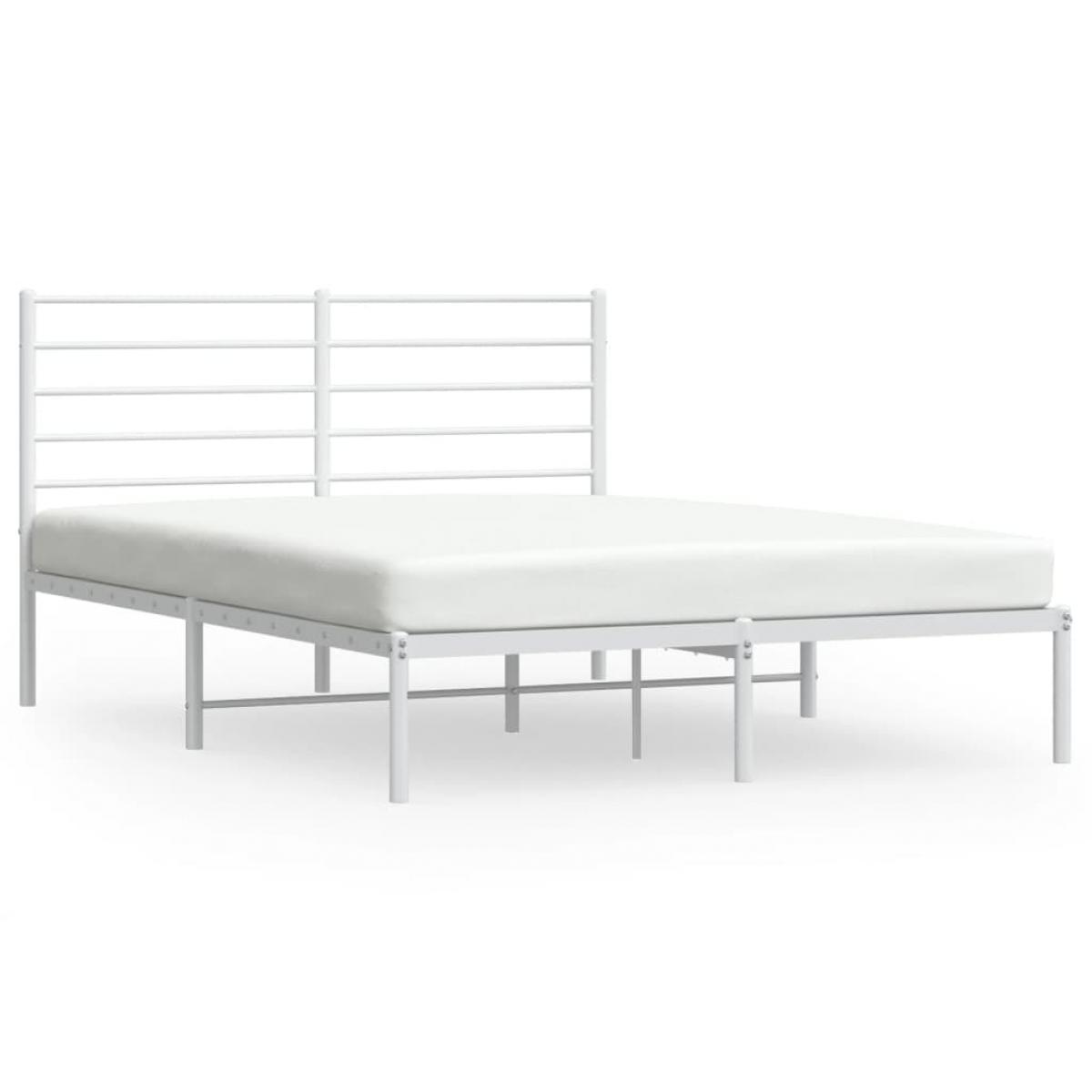 Estructura cama sin colchón con cabecero metal blanco 140x200cm