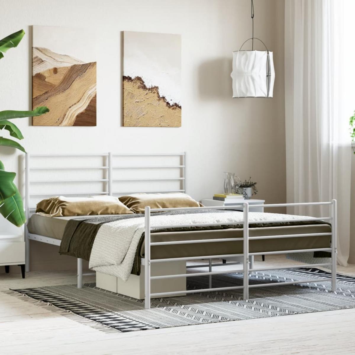 Estructura cama sin colchón con estribo metal blanco 150x200 cm