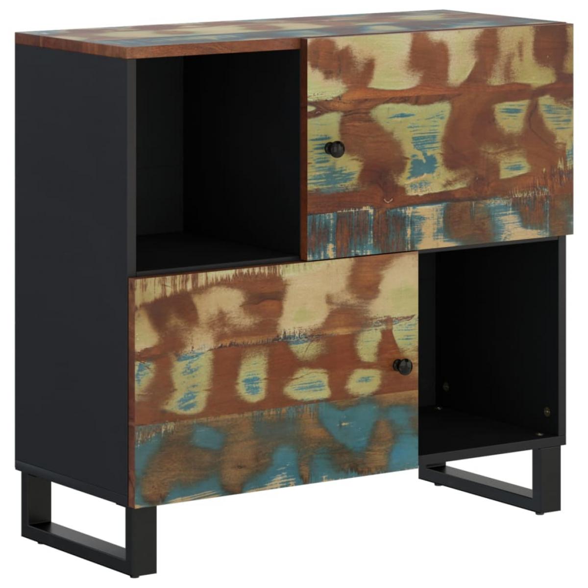 Aparador con 2 puertas de madera maciza reciclada 80x33x75 cm