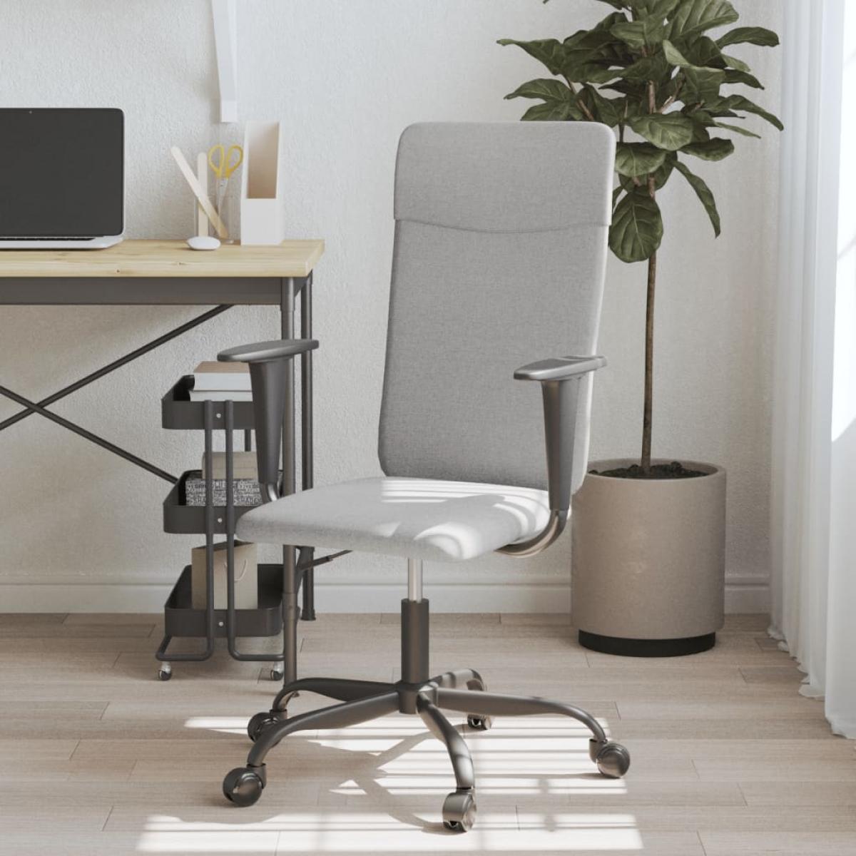 Silla de oficina altura ajustable tela gris claro