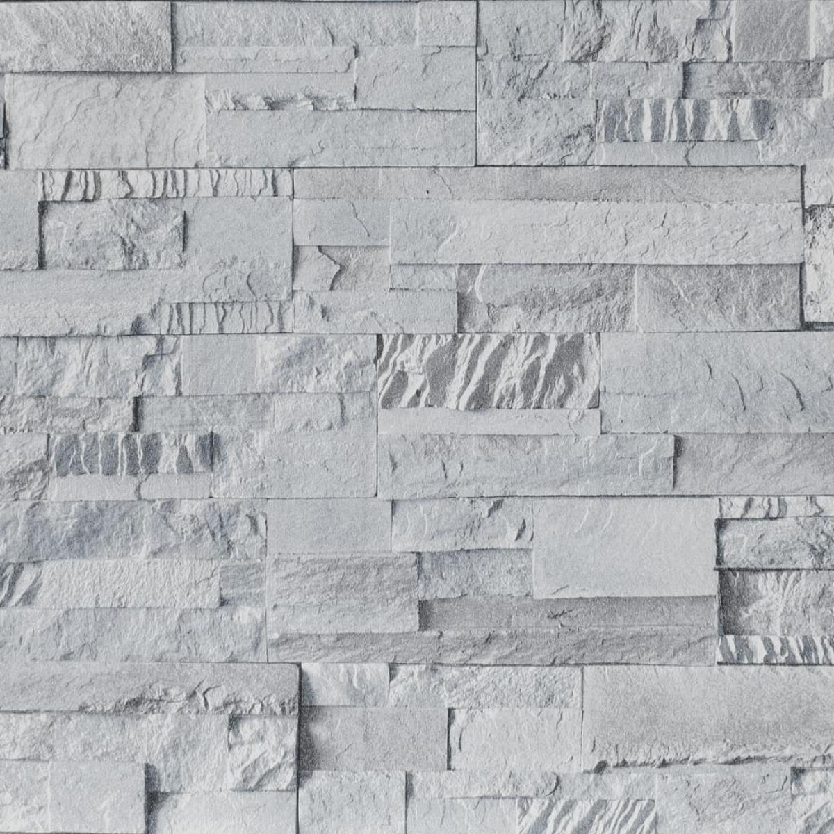 Papel pintado 3D no tejido aspecto piedra gris claro 10x0,53 m