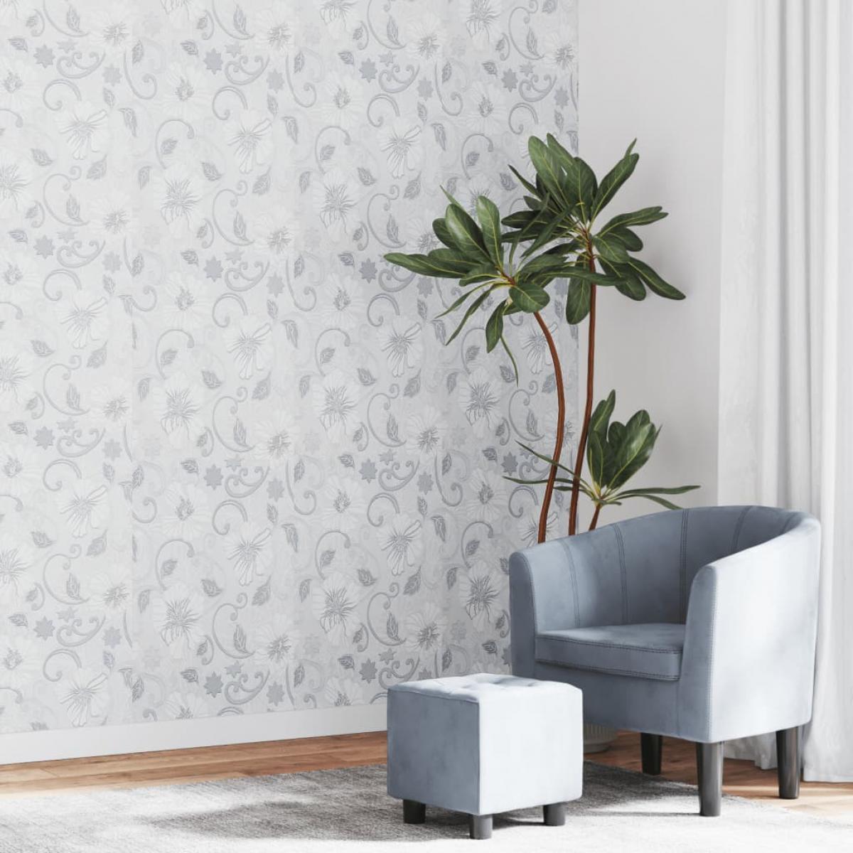 Papel pintado 3D no tejido estampado de flores gris 10x0,53 m