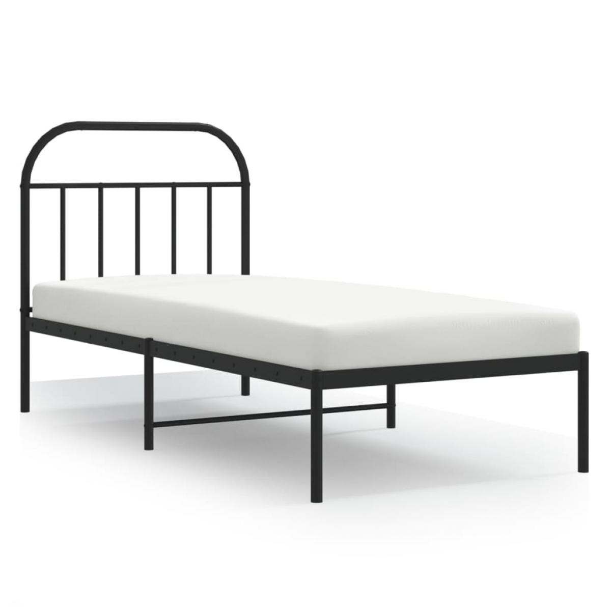 Estructura cama sin colchón con cabecero metal negro 90x200 cm