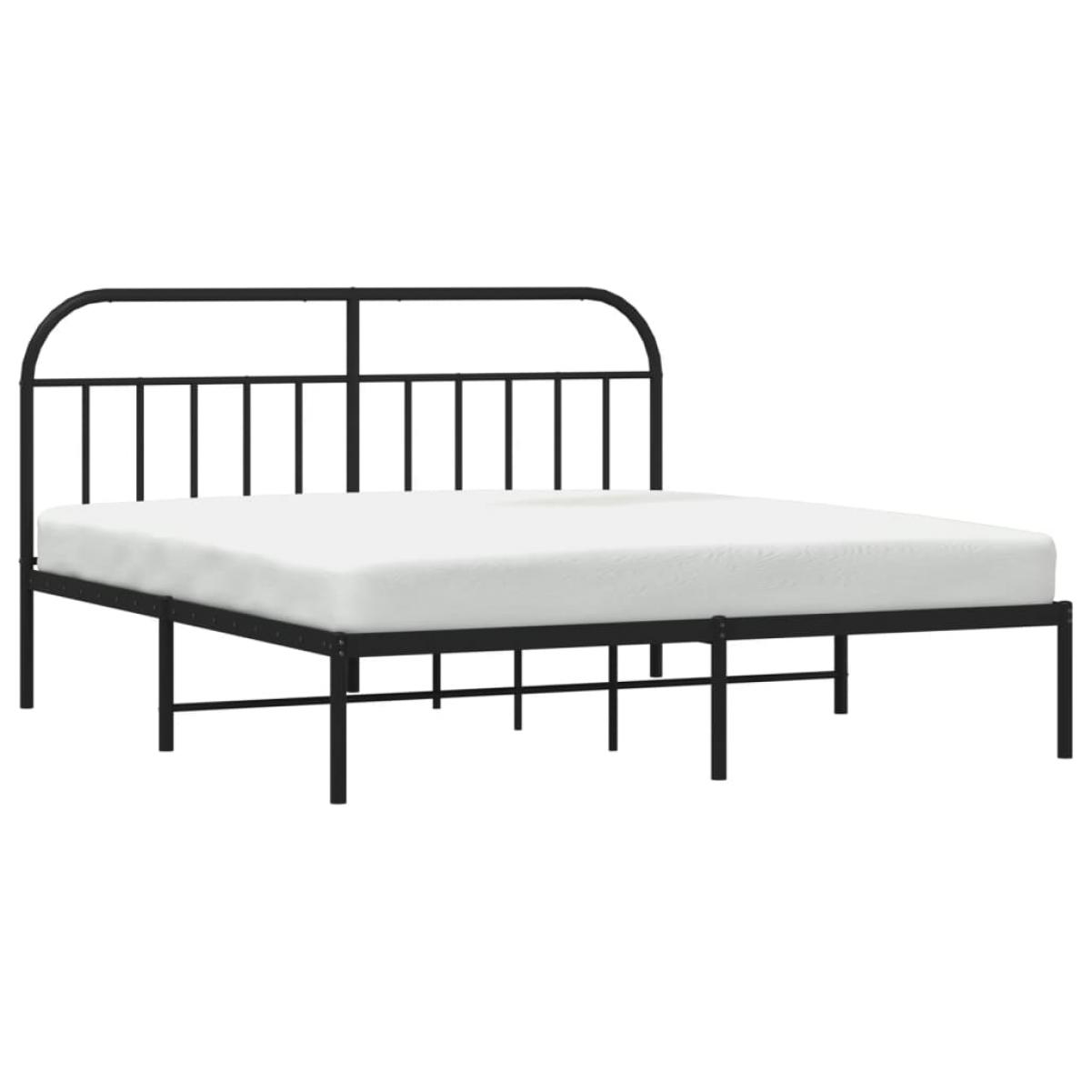 Estructura cama sin colchón con cabecero metal negro 183x213 cm