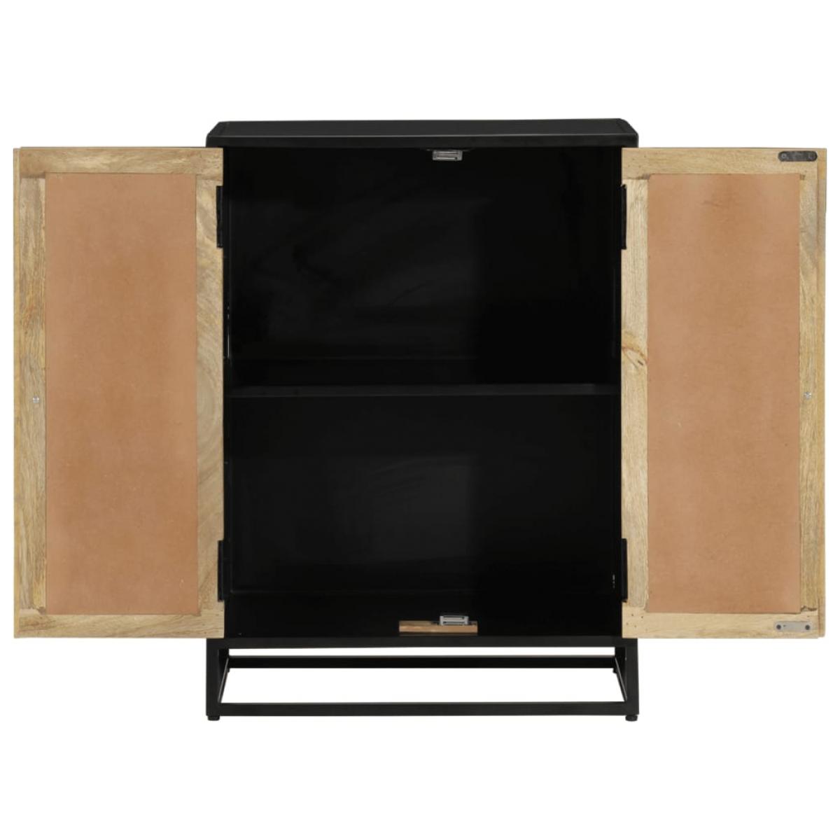 Aparador con 2 puertas hierro y madera maciza mango 55x35x75 cm