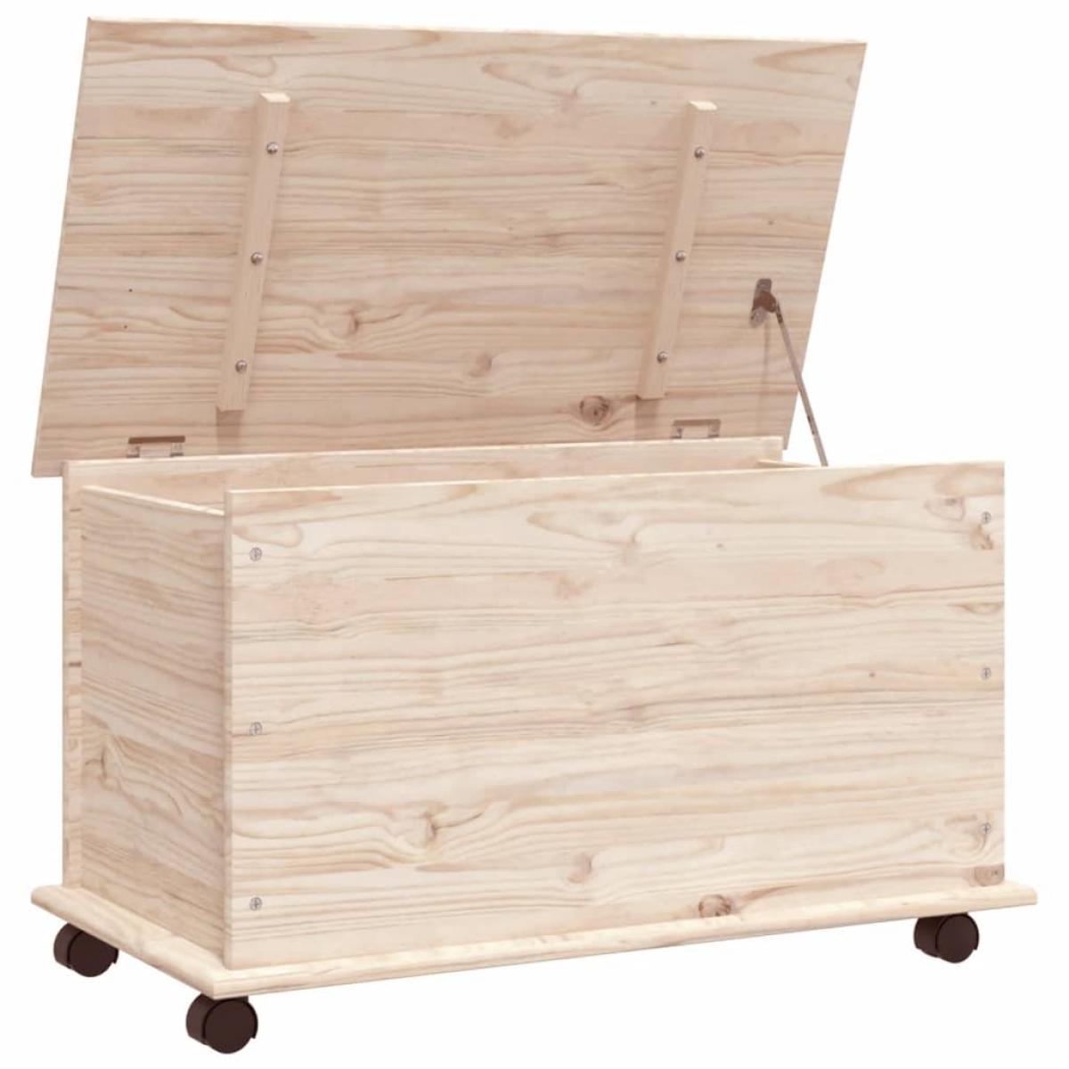 Baúl de almacenaje con ruedas ALTA madera maciza 73x39,5x44 cm