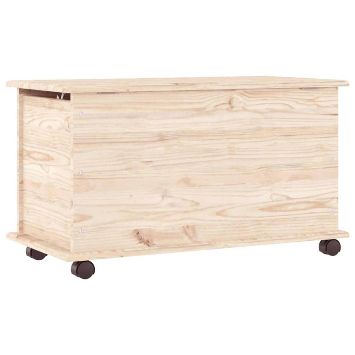 Baúl de almacenaje con ruedas ALTA madera maciza 73x39,5x44 cm