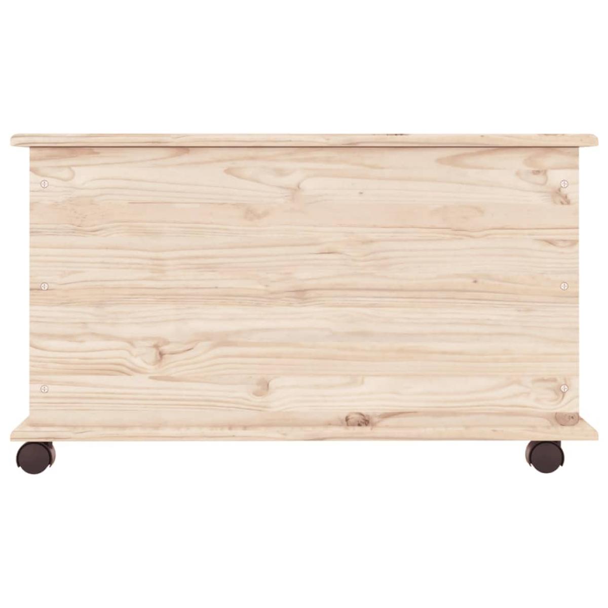 Baúl de almacenaje con ruedas ALTA madera maciza 73x39,5x44 cm