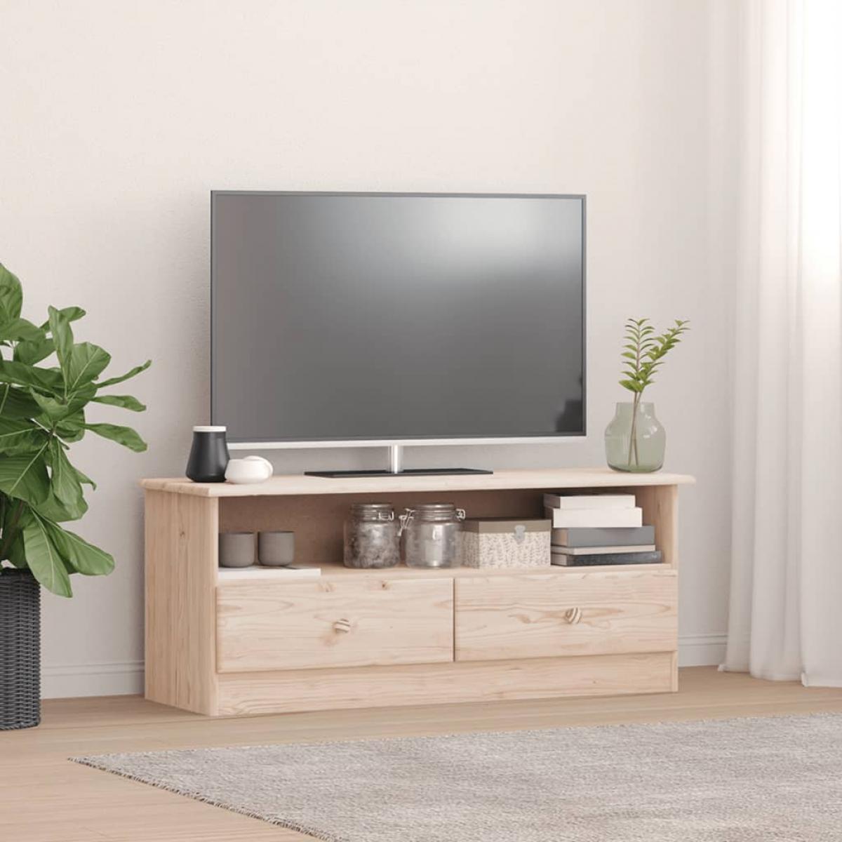 Mueble de TV con cajones ALTA madera maciza pino 100x35x41 cm