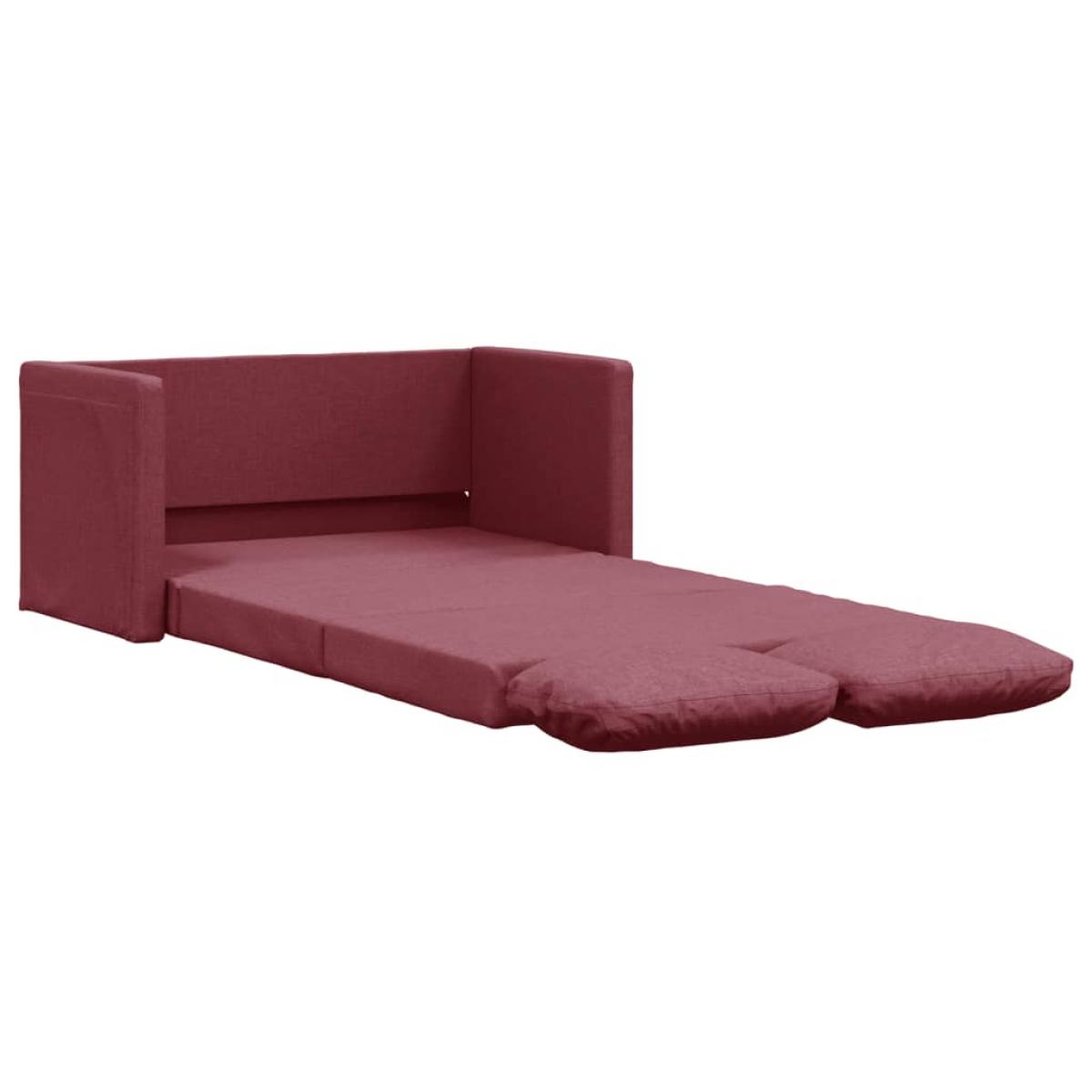 Sofá cama de suelo 2 en 1 tela rojo tinto 112x174x55 cm