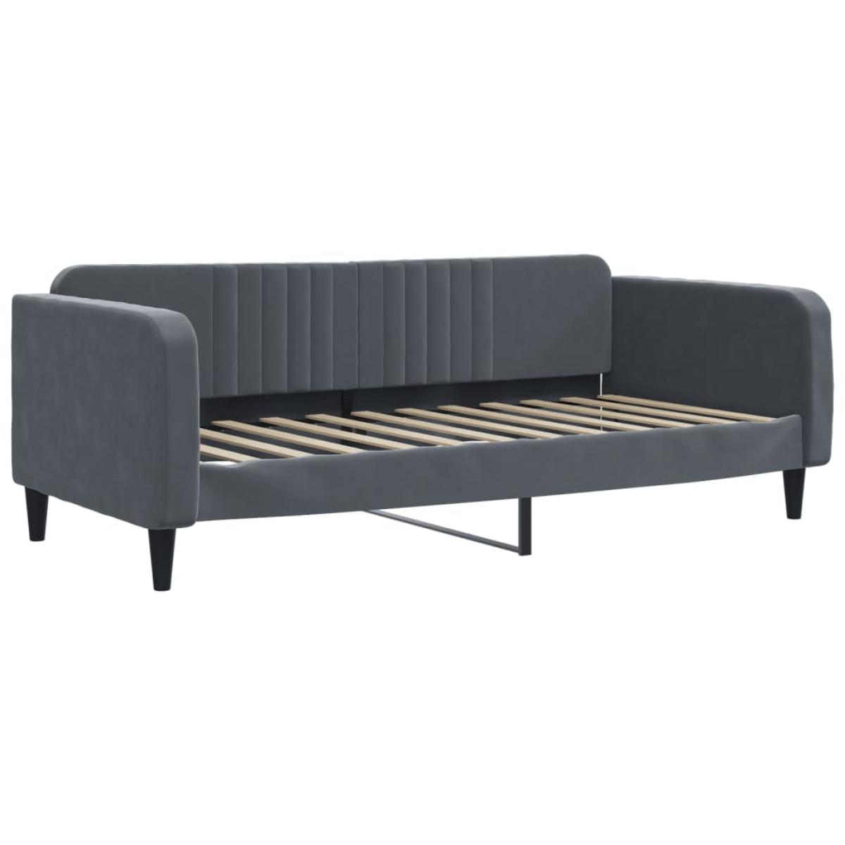 Sofá cama sin colchón terciopelo gris oscuro 90x200 cm