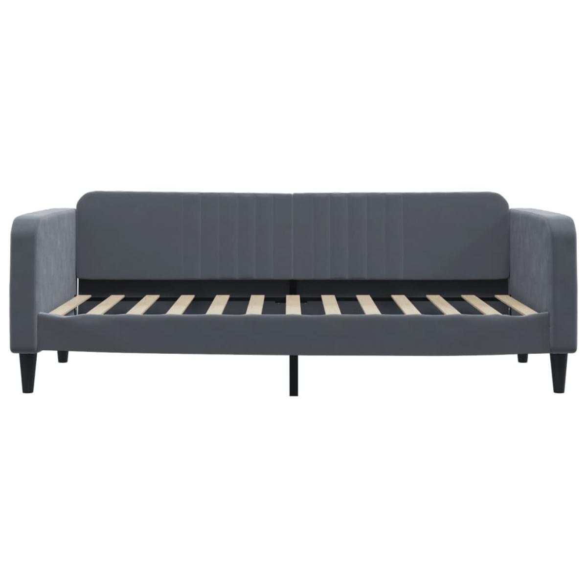 Sofá cama sin colchón terciopelo gris oscuro 90x200 cm